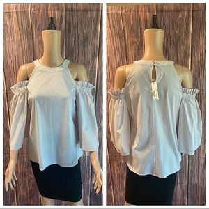 Worthington small NWT light baby pink stripped cutout sleeve business